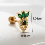 Green / 1 Piece Simple Series  Plant Titanium Steel   Gold Color Zircon Women's Stud Earrings Picture2